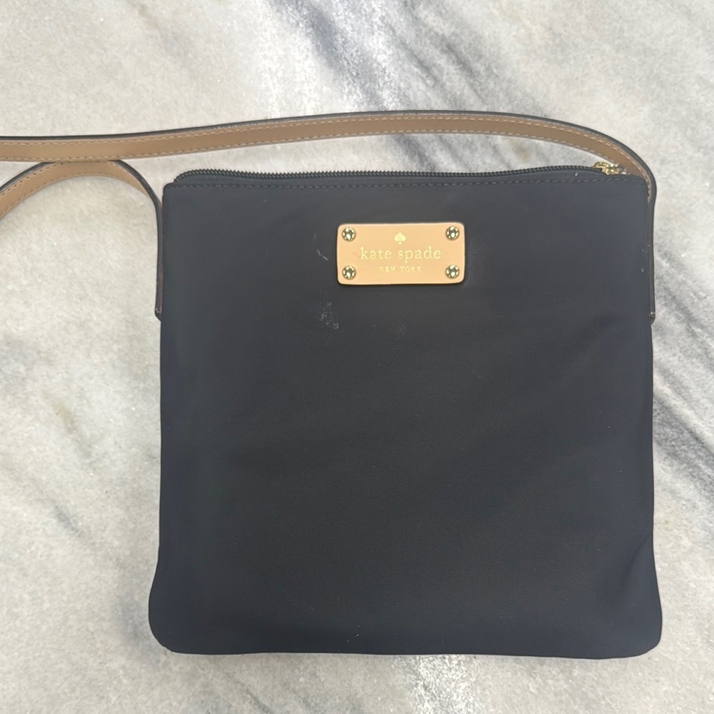 Kate Spade Black and Tan Nylon Crossbody Bag